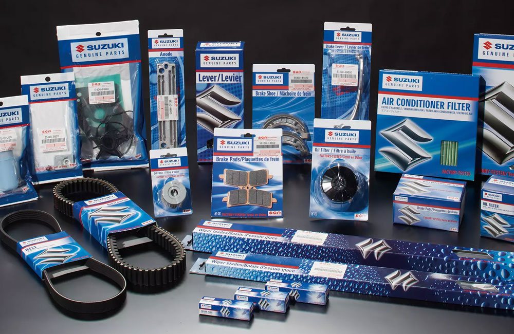 A collection of genuine Suzuki parts